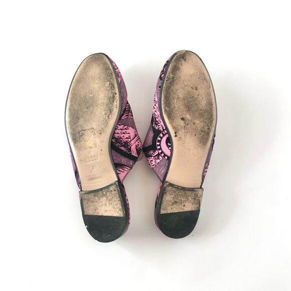 Gucci Princetown Horsebit Saint Romain Print Slip On Mules Flats 36 - Picture 6 of 8